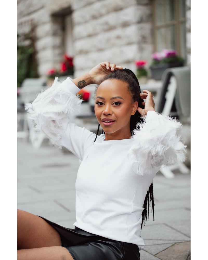 ALICE FRINGE SLEEVES SWEATSHIRT WHITE