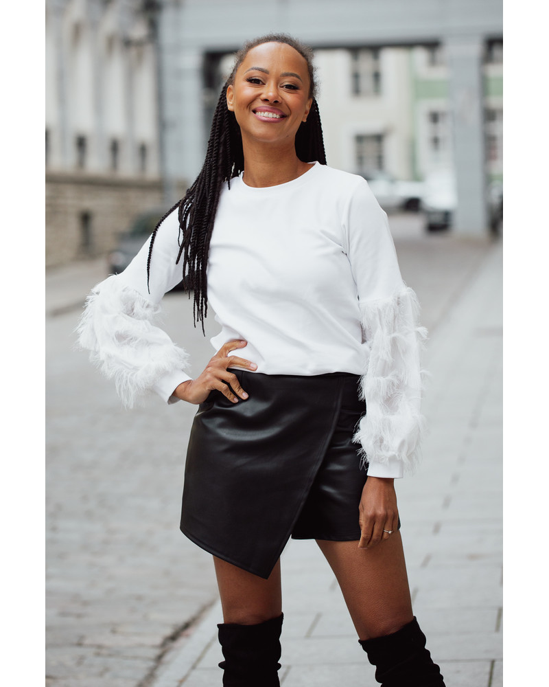 ALICE FRINGE SLEEVES SWEATSHIRT WHITE